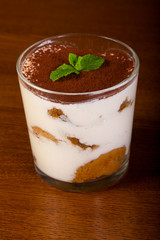 Tiramisu cake with mint