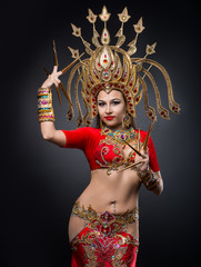 The girl in the national costume of Thailand