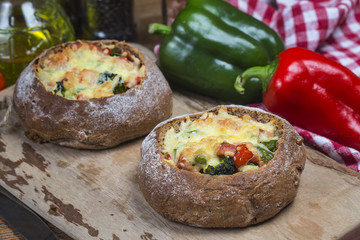 Mini pizza appetizers made with cheese,