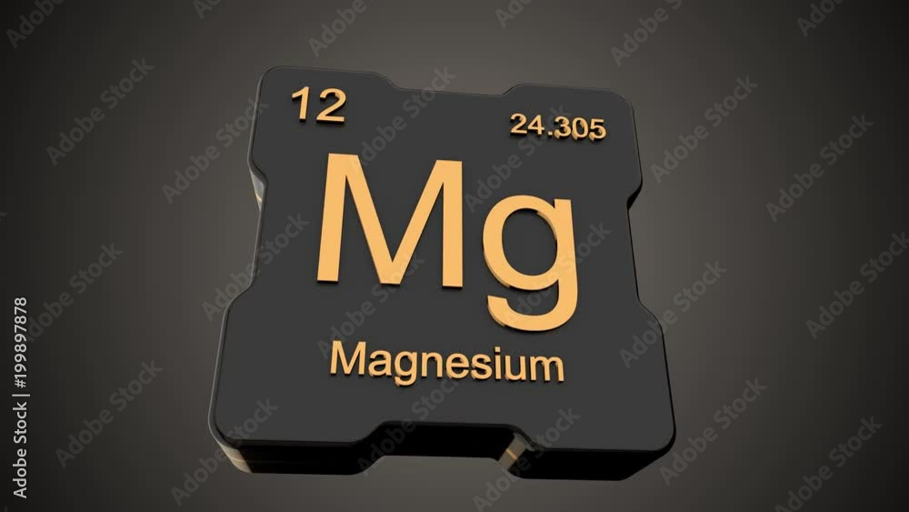 Poster magnesium element symbol from periodic table on futuristic black glossy icon animated on dark backgr