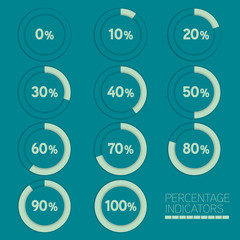 Round progress bar circle vector image. Percentage indicators. © alvaroc