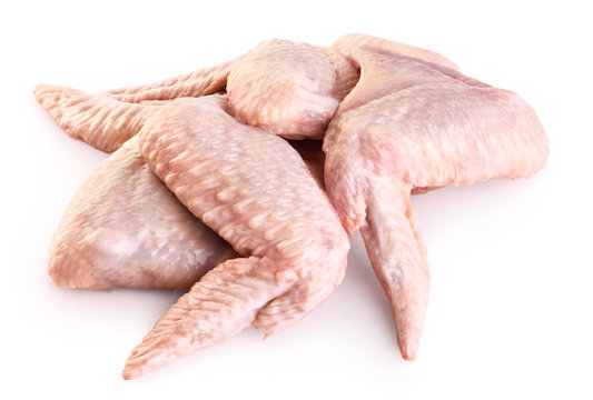 Raw chicken wings isolated on white background.