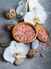 Spa concept with white orchids