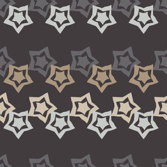 Seamless background with decorative stars. Colorful stars in the sky. Scratches texture. Textile rapport.