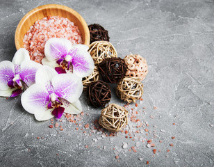 Spa concept with orchid flowers