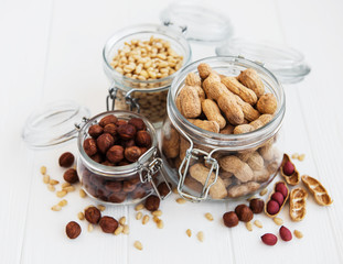 Mixed nuts on a table