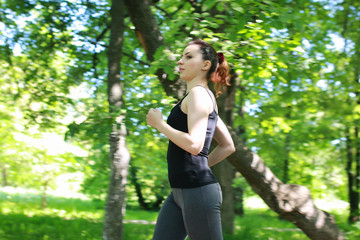 woman sport run in park outdoor