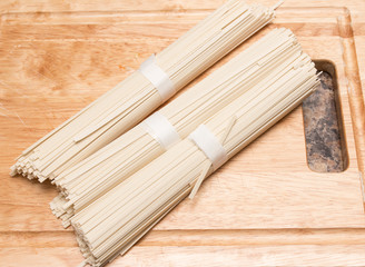 noodles on a wooden background