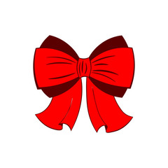 Red ribbon bow. Design element.  illustration isolated on white