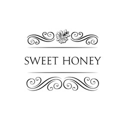 Honey flower label badge.  illustration isolated on white