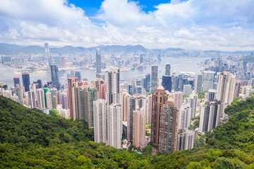 Fototapeta na wymiar Hong Kong city, aerial view, Victoria Peak