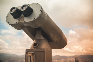 Paid binocular telescope, close up photo