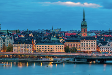 Obraz premium Sunset view onto Stockholm old town Gamla Stan and German church in Sweden