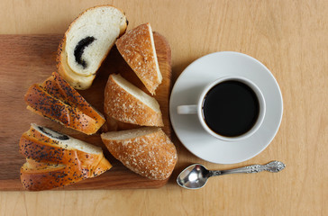 A cup of fresh coffee and sweets