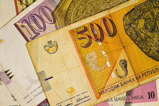 Close-up MACEDONIA CURRENCY, Macedonian denar Bank note