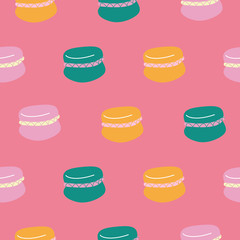 Seamless pattern. French macaroon cakes.