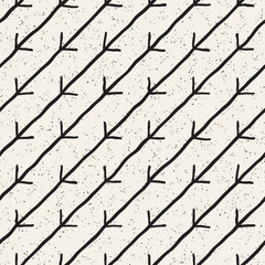 Hand drawn lines seamless grungy pattern. Abstract geometric repeating texture in black and white.