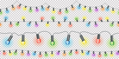 light strings seamless with transparency in vector file