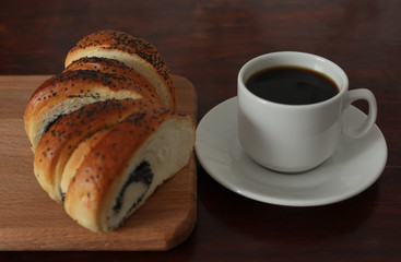 A cup of fresh coffee and sweets