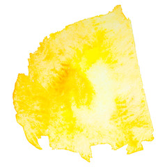 isolated yellow watercolor stain on white background