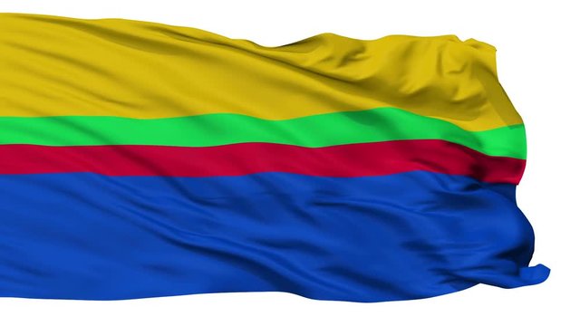 Appingedam flag, city of Netherlands, realistic animation isolated on white seamless loop - 10 seconds long (alpha channel is included)