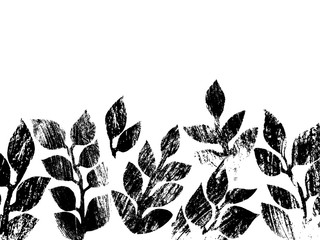 Fototapeta na wymiar Black and white distressed leaves grunge banner template, vector
