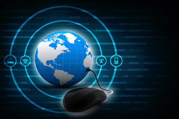 3d rendering abstract world concept with mouse
