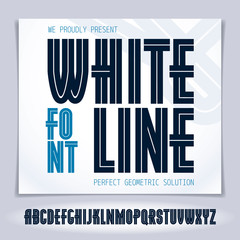 Set of vector upper case English alphabet letters made with white lines, best for use in corporate logotype design