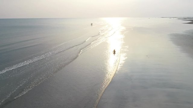 Sea Aerial view and top view, amazing nature background.The color of the water and beautifully bright.Azure beach with rocky mountains and clear water of Thailand ocean at sunny day.