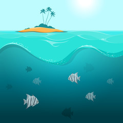 Fototapeta na wymiar Underwater landscape with tropical fish