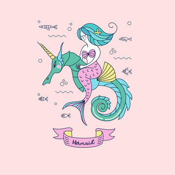 Mythological sea creatures. Vector illustration.
