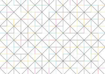 Trendy abstract vector background with symmetrical mosaic tiles. Straight thin vector lines isolated on white background.Symmetrical template.
