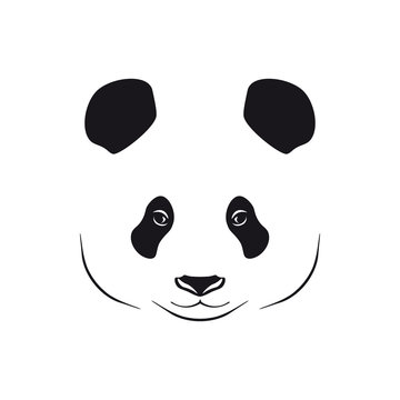 Zeichnung eines Panda-Kopfes, einfach, Silhouette 