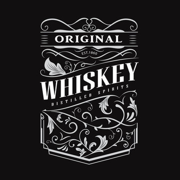 Whiskey label hand drawn vintage border typography blackboard vector
