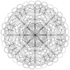Black and white vector mandala. Flower mandala silhouette isolated on white background. Black vector floral mandala outlines.