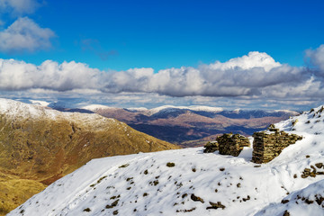 A wintry view from near the summit of the Old Man of Coniston.