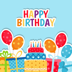 Background with birthday icons set