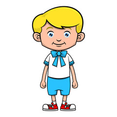 Kindergarten Boy get a first day school cartoon vector