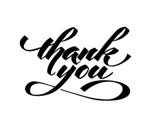 Obraz premium Thank you - hand lettering inscription to holiday design, black and white ink calligraphy