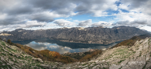 Fototapeta na wymiar Panorama from the peak of St. Elijah in Montenegro