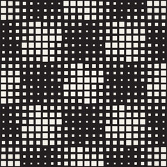 Stylish halftone texture. Endless abstract background with random size shapes. Vector seamless mosaic pattern.