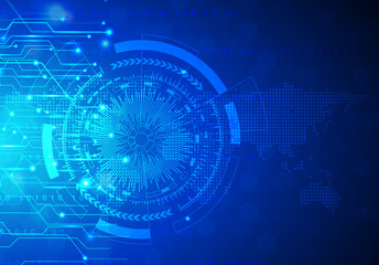 Vector Abstract futuristic circuit board,technology innovation Hexagonal, Global Network, computer technology dark blue color background , technology concept