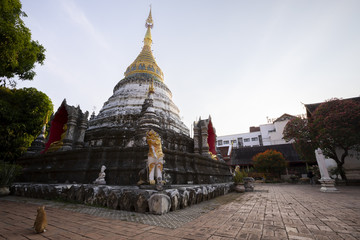 Naklejka premium Wat Bupparam Temple In Chiang Mai Thailand.