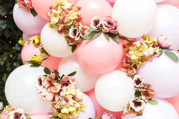 Picture of set from balls and flowers