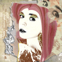 A modern poster in vintage style with a portrait of a beautiful girl..