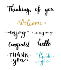 Vector hand written brush words and phrases.