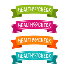 Colorful Health Check ribbons. Eps10 Vector.