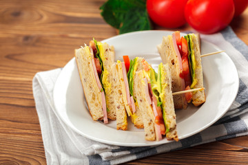 sandwich on a wooden table
