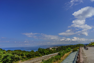 Fototapeta na wymiar 夏の米山サービスエリアからみた日本海の風景