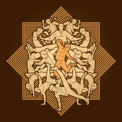 Group of people dancing, Dancer dance together, Street dance designed on line square background graphic vector